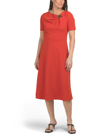 LONDON TIMES Midi Fit and Flare Geyimi