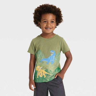 Uşaq Oğlanların Qısa Kollu Dino Qrafik T-Shirt - Cat Jack™ Zeytun 18M YoxYox