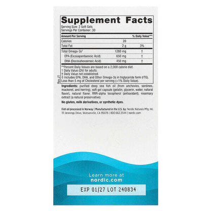 Nordic Naturals Ultimate Omega Limon 60 Yumuşaq Jel 640 Mq Hər Yumuşaq Jel üçün YoxYox