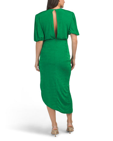 ALEXIA ADMOR Puff Sleeve V-neck Draped Geyim
