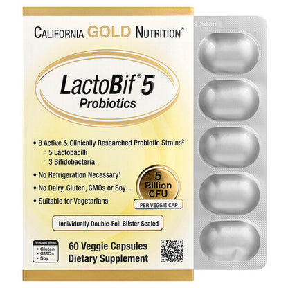 California Gold Nutrition Lactobif 5 Probiotiklər 5 Milyard CFU 60 Vegetarian Kapsul