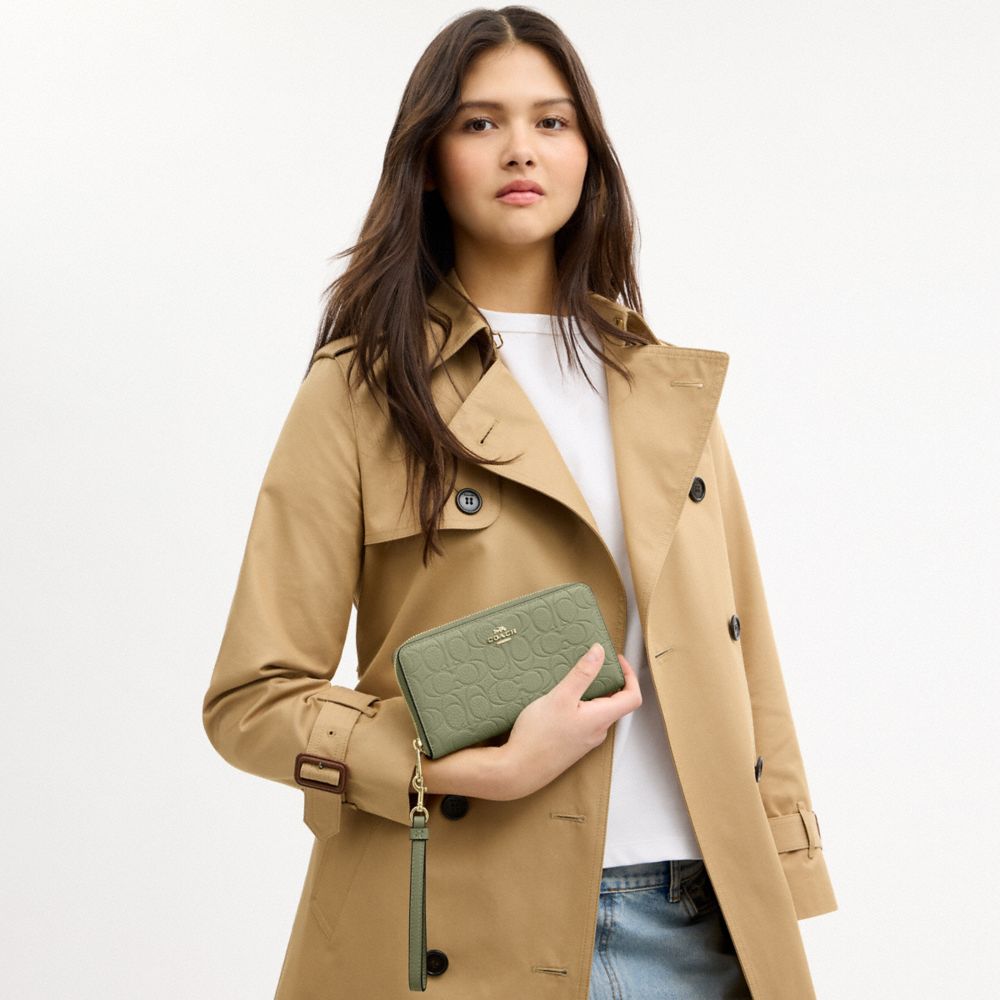 Coach Signature Dərisi Long Zip Around Pul Çantası