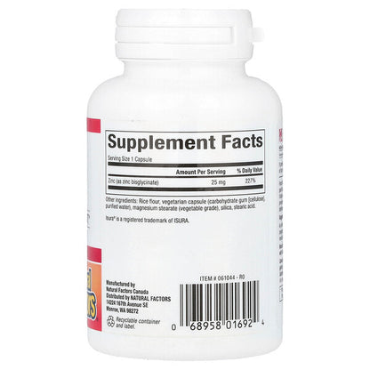Natural Factors Zinc Bisglycinate 25 Mg 60 Vegetarian Kapsula