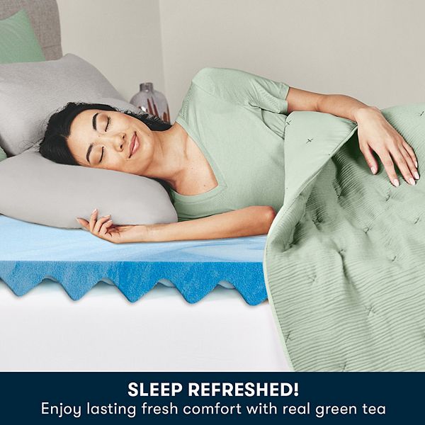 Serta Comfort Boost 2 düymə Yaşıl Çay Yaddaş Köpüyü Matras Üstü