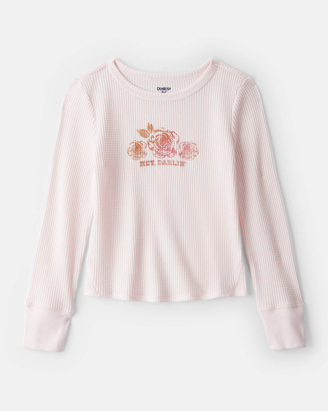 OshKosh B'gosh Girls Hey Darling Uzun Kollu Qrafik Tişörtü - Çəhrayı