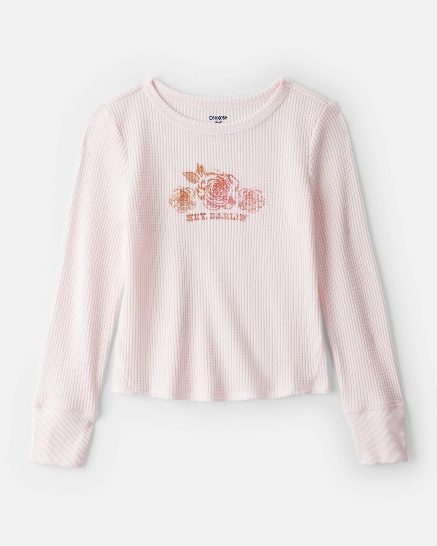 OshKosh B'gosh Girls Hey Darling Uzun Kollu Qrafik Tişörtü - Çəhrayı