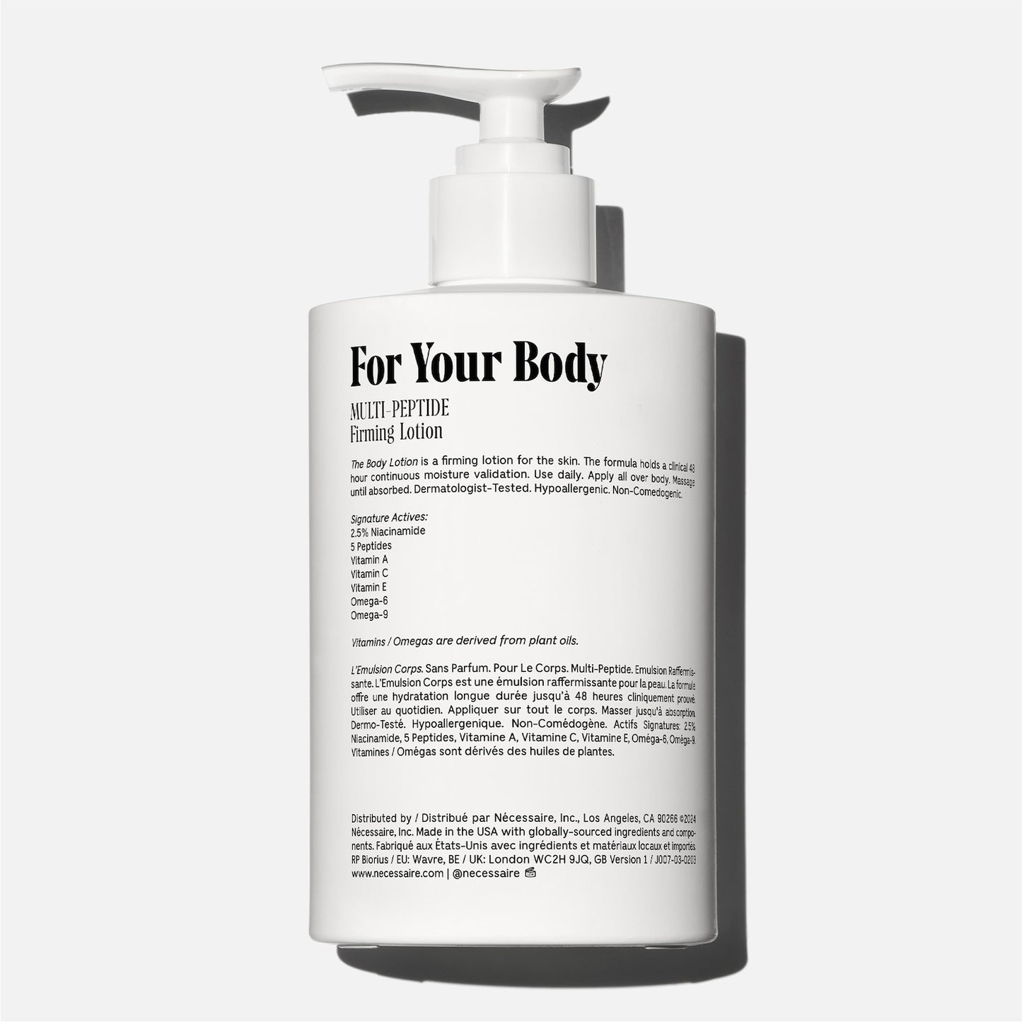 Nécessaire The Body Lotion Buzsuzlaşdırılmış – 5 Peptid + 2.5% Niacinamid İçərisində