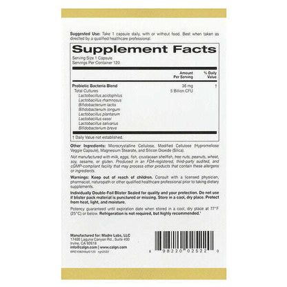 California Gold Nutrition Lactobif 5 Probiotiklər 5 Milyard CFU 120 Bitki Kapsula YoxYox