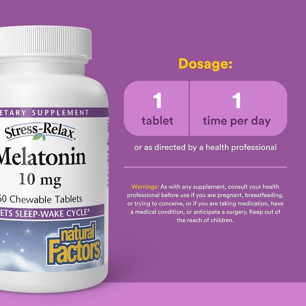 Natural Factors Stress Relax Melatonin 10 Mg 60 Çiğnənən Tablet