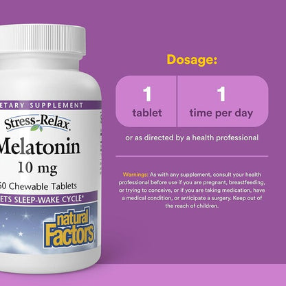 Natural Factors Stress Relax Melatonin 10 Mg 60 Çiğnənən Tablet