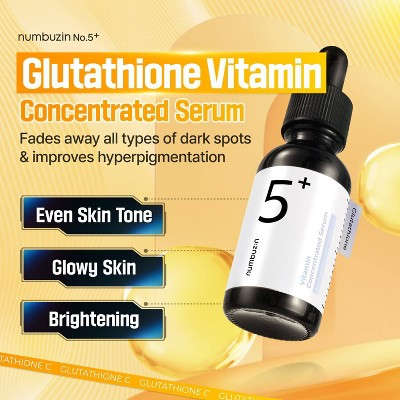 numbuzin No.5+ Glutatyon Vitamin Konsentrat Üz Serumu - Səyahət Ölçüsü - 1.01 fl oz: Qaranlıq Ləkə Azaldılması, Parlaqlıq, E və C Vitamini İçərir YoxYox