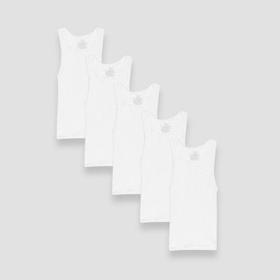 Hanes Oğlan Boz 5li Paket Ribbed Atlet - Ağ L