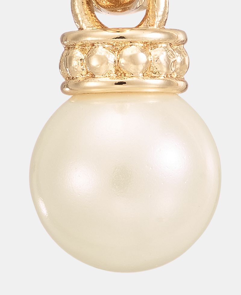 Lauren Ralph Lauren Qızılı Şüşə İnci Sallanan Huggie Rahat Klip Sırğalar