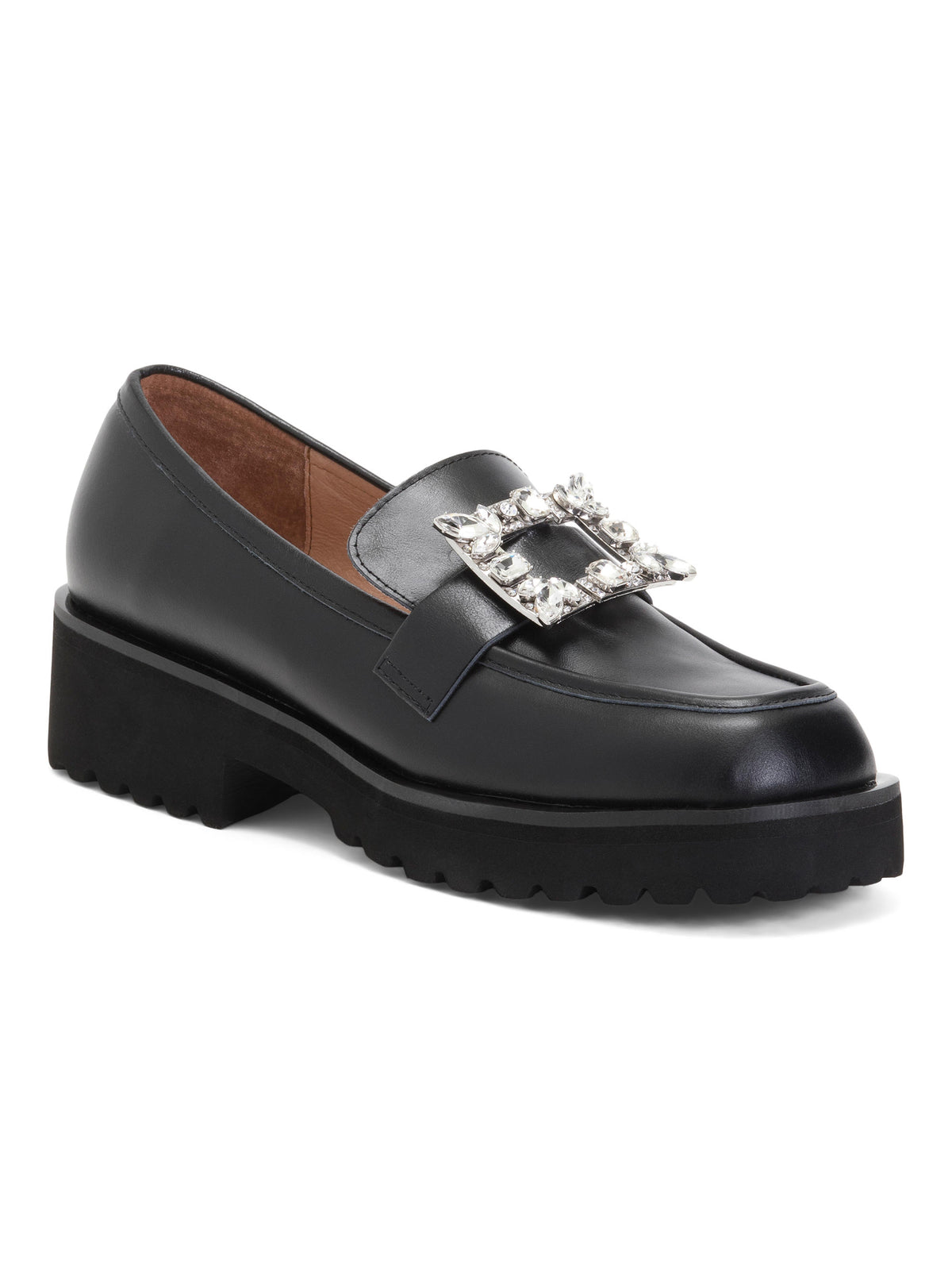 ALL BLACK Leather Elton Lug Loafers Dəri Loafer Ayaqqabı