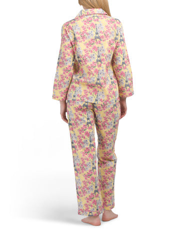 MAHOGANY 2pc Pambıq Paris Uzun Cəbə Pijama Dəsti
