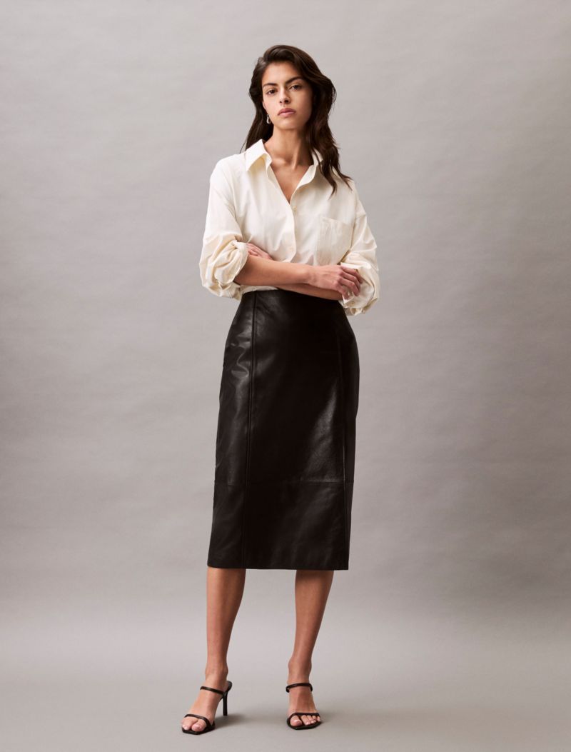 Calvin Klein Viskoз Qarışımlı Rahat Düymə Köynəyi