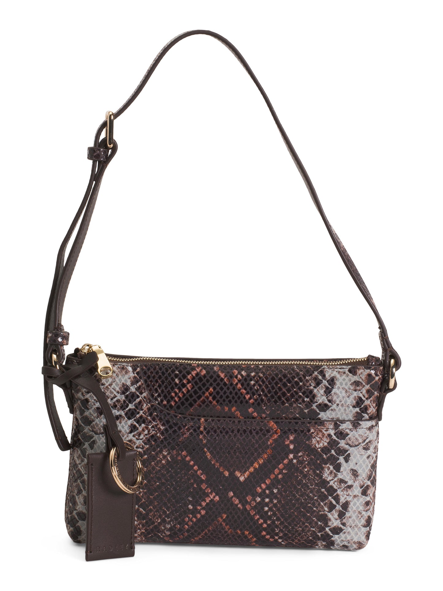 RADLEY LONDON Dəri Cəbləri Saxta İlan Mini Zip Üstü Şərq Qərb Çantası