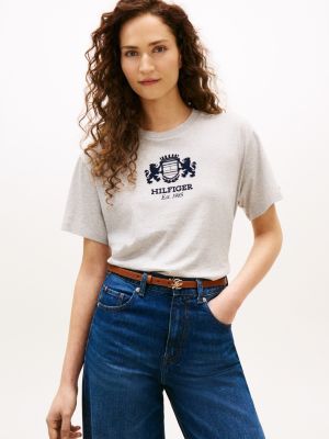 Tommy Hilfiger Hilfiger Crest Logo Köynək, Boz Heather
