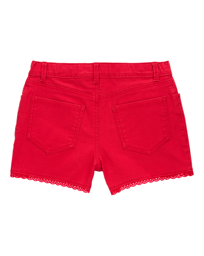 OshKosh B'gosh Uşaq İkonik Göz Dəliyi Şortları - Qırmızı