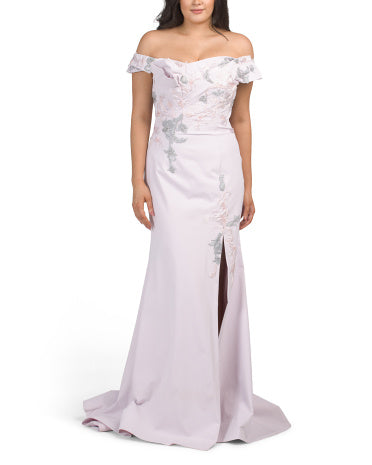 TERANI COUTURE Çiyin Açıq Süslənmiş Geyim