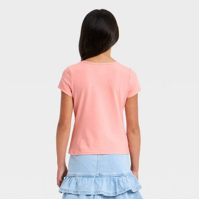 Cat & Jack Qız Qısa Kollu Düz Tənli Köynək Açıq Krem M