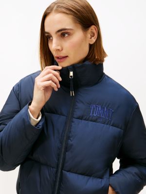 Tommy Hilfiger Qısaldılmış Puffer Gödəkçə, Tünd Mavi