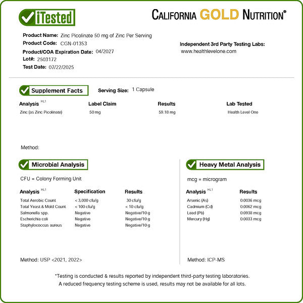 California Gold Nutrition Sink Pikolinat 50 Mg 120 Veqan Kapsul
