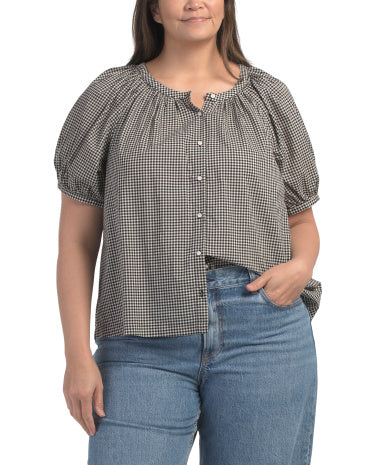 INDUSTRY Plus Gingham Düyməli Bluzka