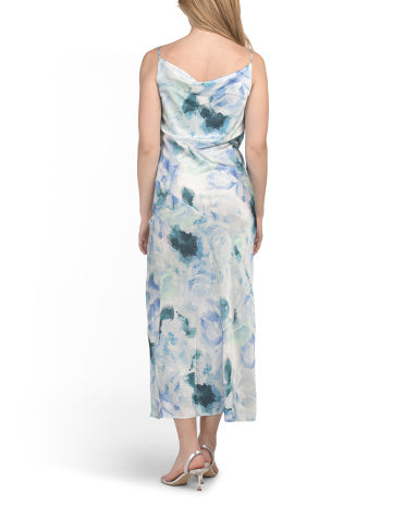 RACHEL ZOE Satin Drapeli Boyun Maxi Slip Geyim