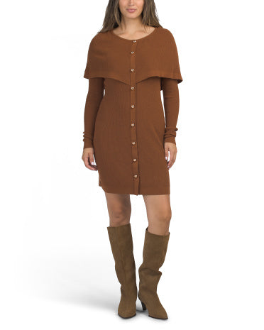 TAYLOR Capelet Saxta Düymələr Trikotaj Mini Geyim