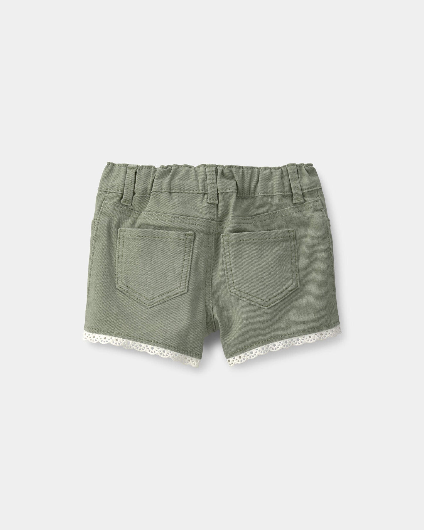 OshKosh B'gosh Qız Uşaq Eyelit Kenar Twill Şalvar - Zeytun
