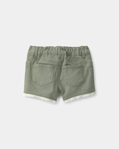 Carter's Qız Uşaq Eyellet Bəzəkli Twill Şalvarı - Zeytun
