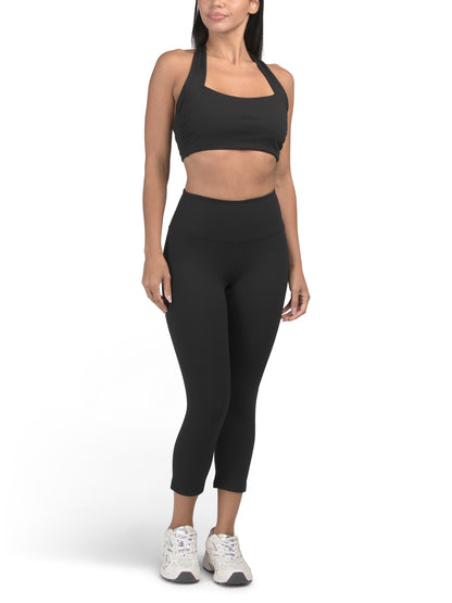 HARMONY & BALANCE 2 Parçalı Yumşaq Halter Lifsə və Kapri Leggings Dəsti