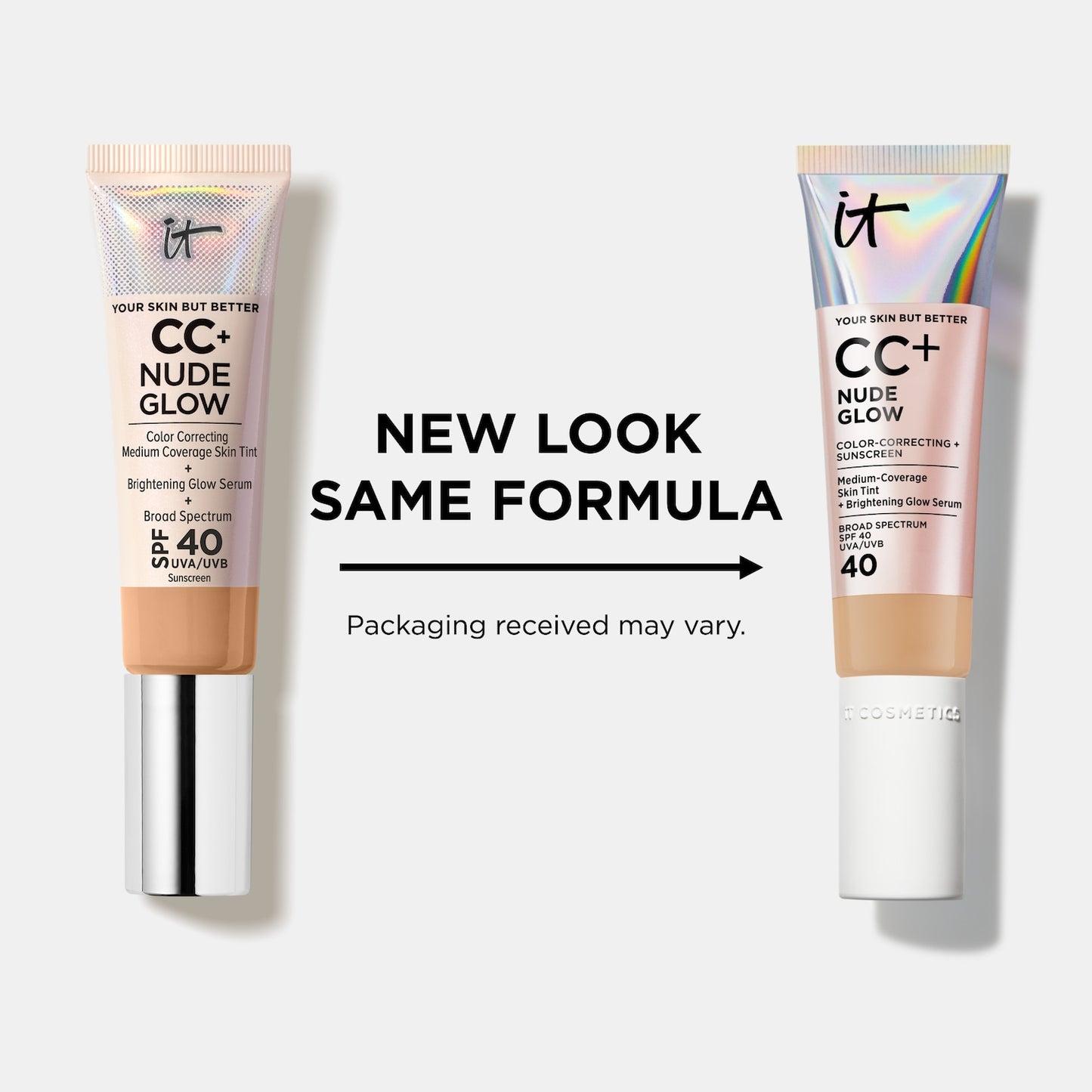 IT Cosmetics CC+ Nude Glow Yüngül Tonal Krem + Işıltılı Serum SPF 40 və Niacinamid ilə