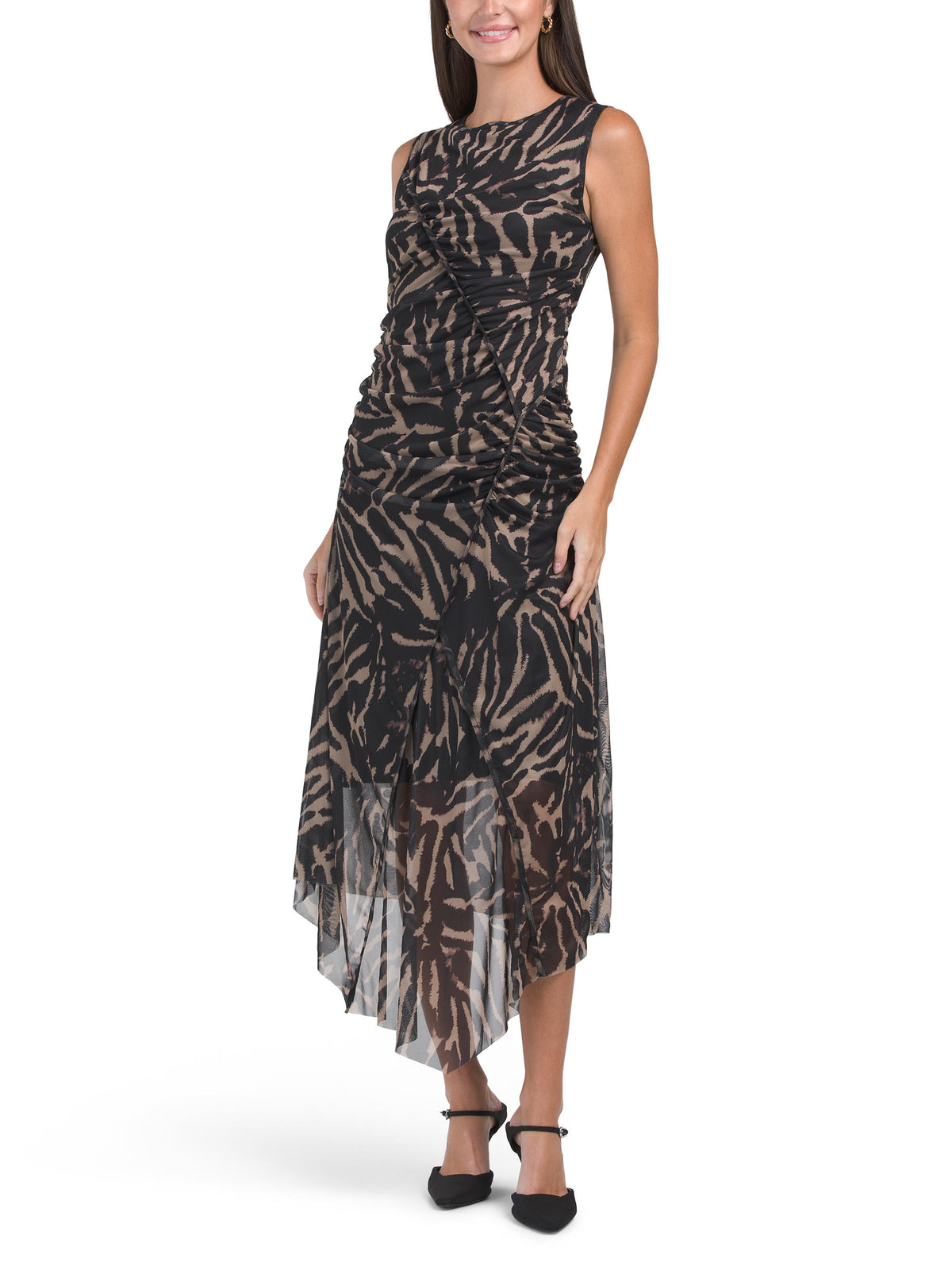 ELLEN TRACY Mesh Shirred Front Geyim