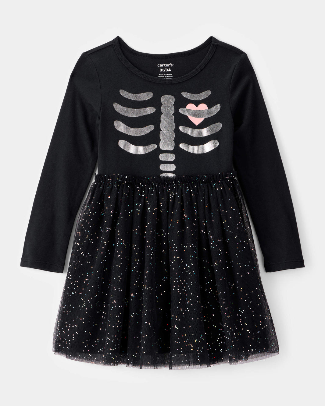 Carter's Uşaq Halloween Skelet Parıltılı Tül Geyimi - Qara