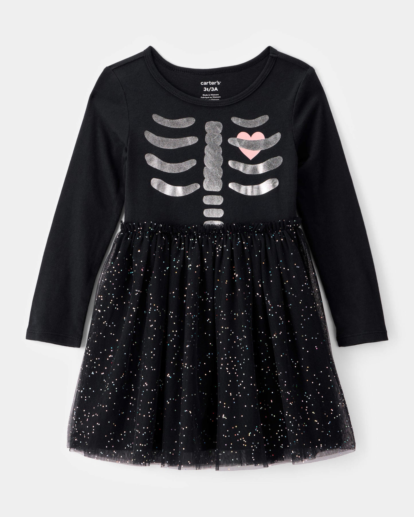 Carter's Uşaq Halloween Skelet Parıltılı Tül Geyimi - Qara