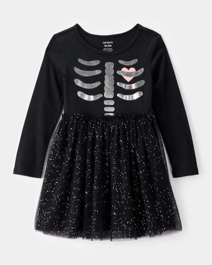 Carter's Uşaq Halloween Skelet Parıltılı Tül Geyimi - Qara