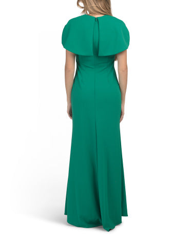 BETSY &amp; ADAM Made In Usa Pelerinalı Gown