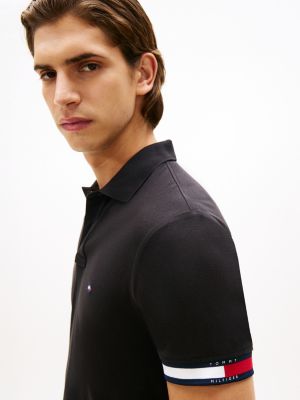 Tommy Hilfiger Slim Fit Hamar Pambıq Interlock Polo, Qara