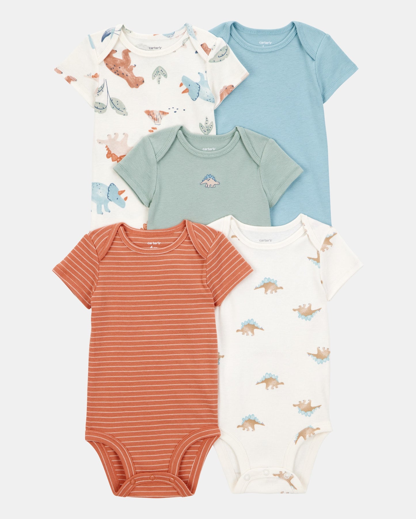 Carter's Oğlan Uşaq 5-Pack Dinozavr Qısa Qollu Pamuk Bodysuit