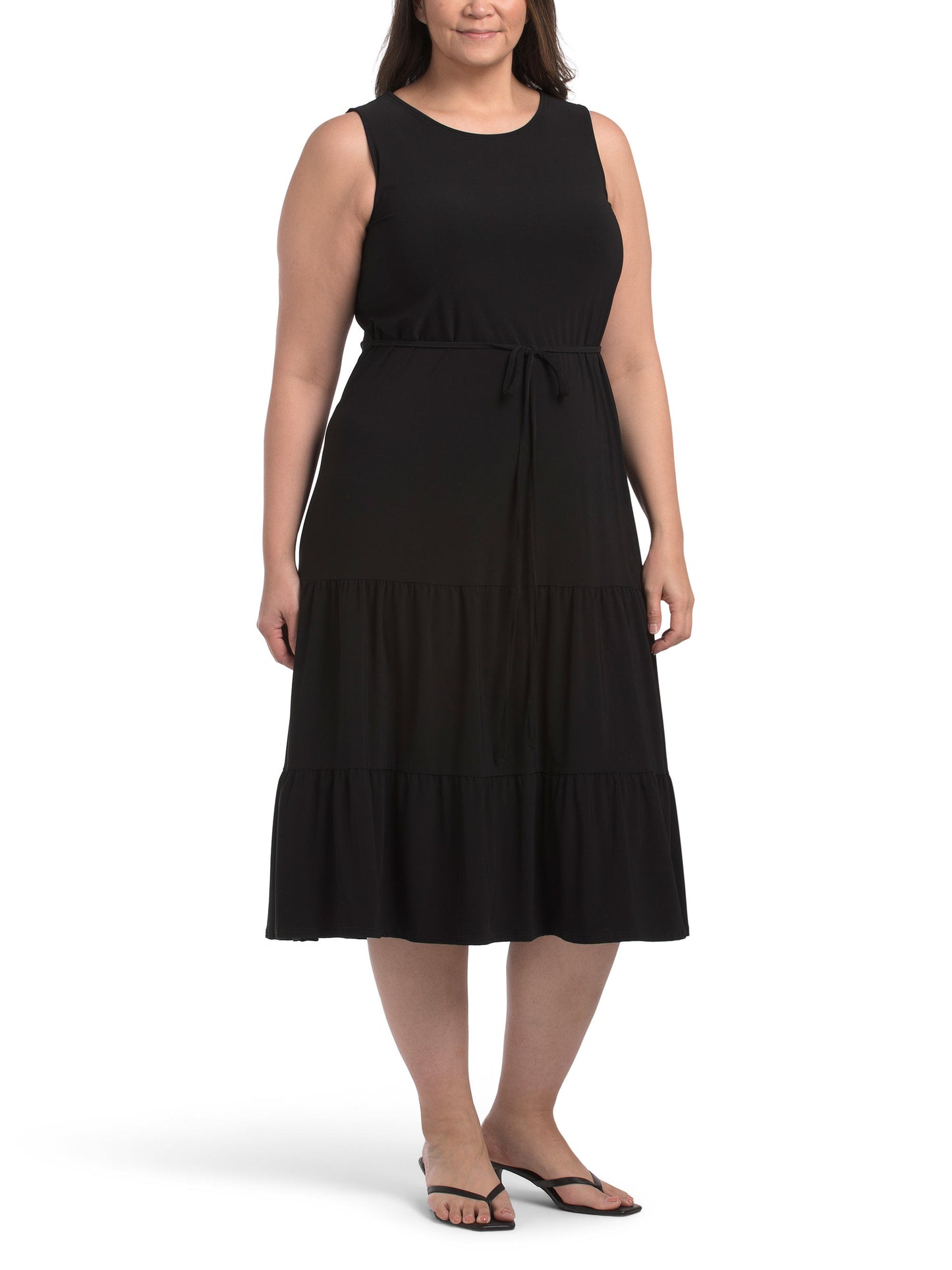 TASH & SOPHIE Made In Usa Plus Örgü Pilləli Maxi Geyim