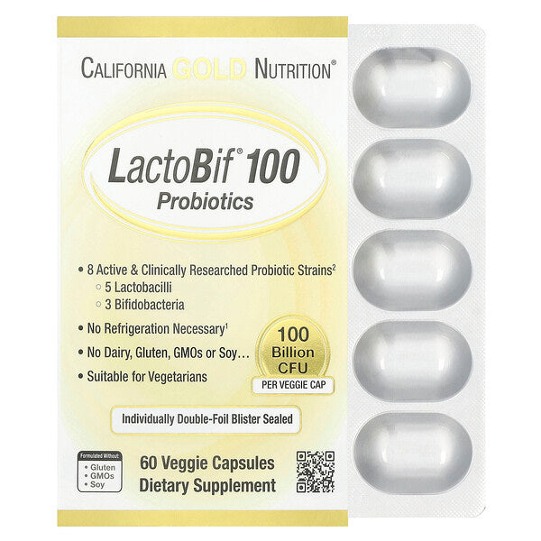 California Gold Nutrition Lactobif 100 Probiotiklər 100 Milyard CFU 60 Bitki Kapsulu