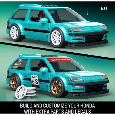 Mattel Brick Shop Hot Wheels Custom '90 Honda Civic EF Quruluş Oyuncaq Dəsti 248 Parça Kolleksiyonaçılar Üçün