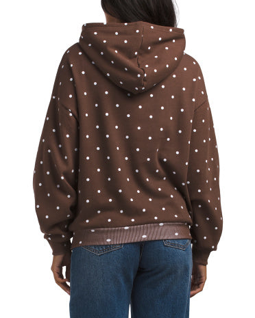 LAZY SUNDAY Polka Dot Printed Fleece Oversized Huddi