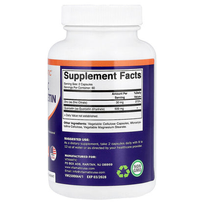 Vitamatic Zinc Quercetin 120 Veggie Capsules