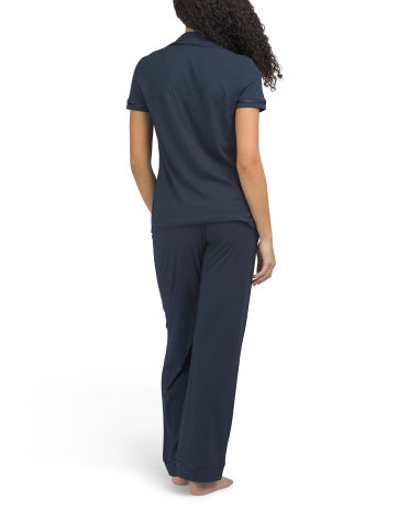 COSABELLA 2-hissəli Pima Pambığı Qarışığı Bella Qısa T袖 Pijama Tops və Şalvar Dəsti