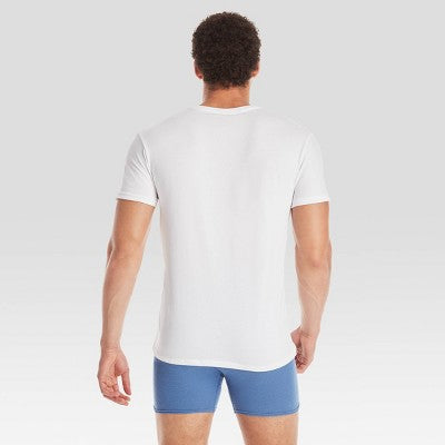 Hanes Premium Kişi Qısa Tərəvəz Yaxa T-Shirt 5-Paket - Ağ L