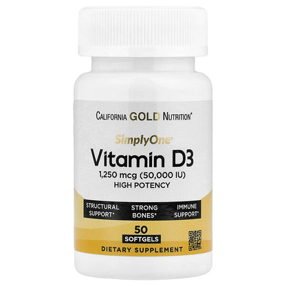 California Gold Nutrition Simplyone D3 Vitamini 1250 Mcg 50000 IU 50 Softgel