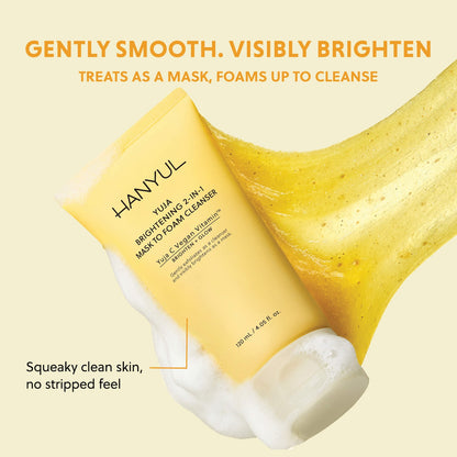 Hanyul Koreyalı Mini Yuja Parlaqlıq 2-in-1 Maska və Köpük Üz Yuma Vasitəsi Vitamin C + Niacinamide ilə